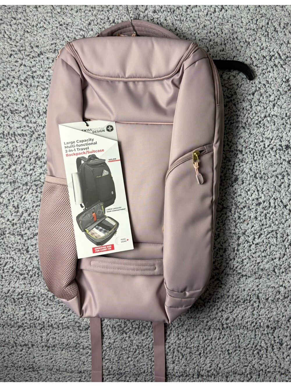 Swissdigital Wilen Lotus 2-in-1 Travel Backpack Suitcase Carry-On Mauve Pink